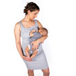 Zipper Nursing Dress in solid grey rib knit
