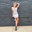 Grey Breastfeeding Dress with zipper